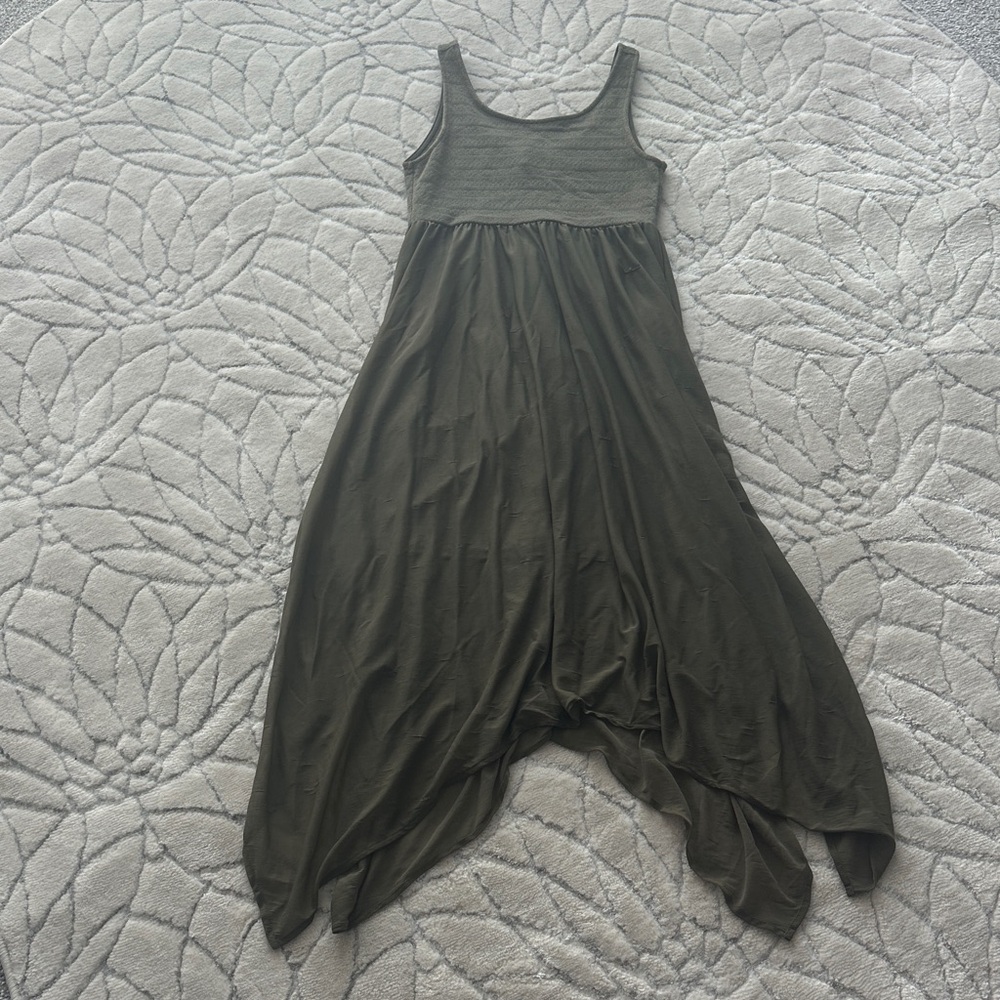 Divided Asymmetrical Khaki Dress